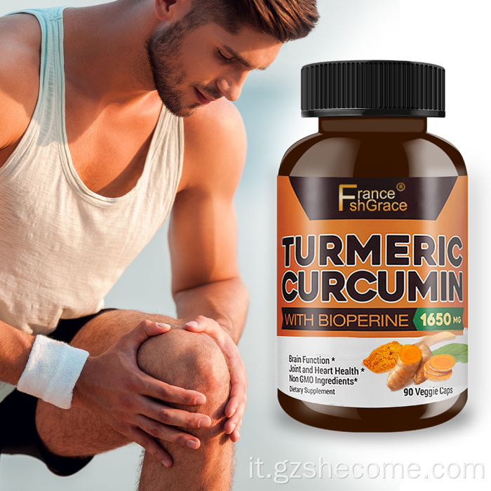Curcumina di curcuma con capsule di curcuminoidi di bioperina